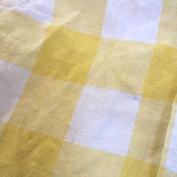 Mini Boden Button Down Shirt Boys Sz 2-3Y Yellow Gingham Linen - Picture 2 of 7
